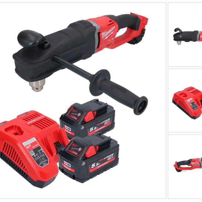 Milwaukee M18 FRAD2-552 Akku Winkelbohrmaschine 18 V 122 Nm Brushless + 2x Akku 5,5 Ah + Ladegerät