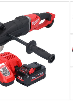 Milwaukee M18 FRAD2-801 Akku Winkelbohrmaschine 18 V 122 Nm Brushless + 1x Akku 8,0 Ah + Ladegerät