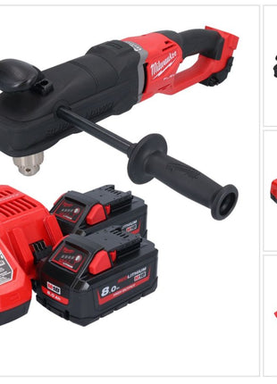 Milwaukee M18 FRAD2-802 Akku Winkelbohrmaschine 18 V 122 Nm Brushless + 2x Akku 8,0 Ah + Ladegerät