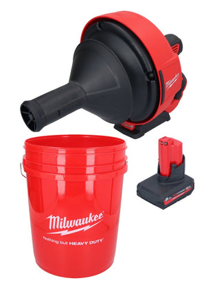 Milwaukee M12 BDC6-501C Akku Rohrreinigungsgerät 12 V + 1x Akku 5,0 Ah + Spirale + Eimer - ohne Ladegerät