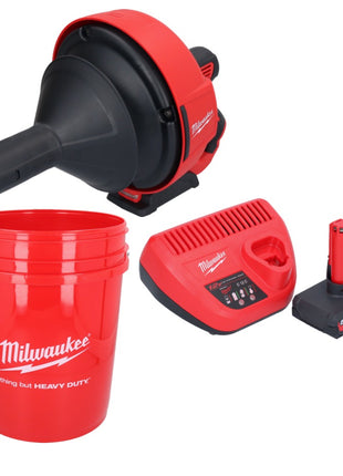 Milwaukee M12 BDC6-501C Akku Rohrreinigungsgerät 12 V + 1x Akku 5,0 Ah + Ladegerät + Spirale + Eimer