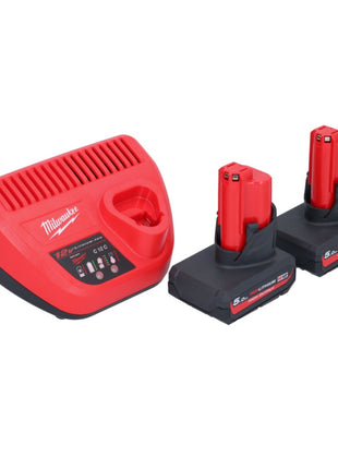 Limpiador de tuberías a batería Milwaukee M12 BDC6-502C 12 V + 2x baterías 5,0 Ah + cargador + espiral + cubo