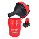 Limpiador de tuberías a batería Milwaukee M12 BDC6-601C 12 V + 1x batería 6,0 Ah + espiral + cubo - sin cargador