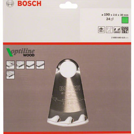 BOSCH Kreissägeblatt Optiline Wood Außen-Ø 190 mm Zähnezahl 24 WZ ( 4000815429 )