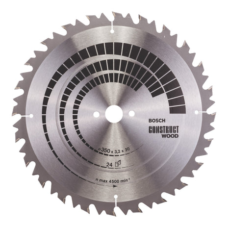 Bosch Professional Construct Lama circolare per legno ( 2 608 640 702 ) 350 x 30 x 3,2 mm 24 denti per legno