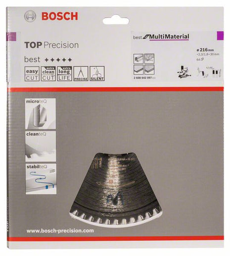 BOSCH Lame de scie circulaire Ø extérieur 216 mm nombre de dents 64 HLTCG ( 8000342276 )