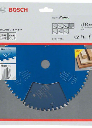 Lame de scie circulaire BOSCH Expert pour bois diamètre extérieur 190 mm nombre de dents 56 WZ (8000342078)