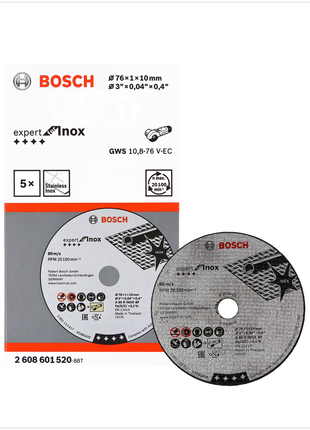 Bosch Trennscheibe Expert for INOX 5 Stück 76 mm für GWS 10,8-76 / 12V-76 ( 2608601520 ) - Toolbrothers