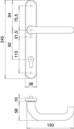 EDI Profiltürgarnitur Kronos 1300/0035 Aluminium F12 ( 3000200027 )