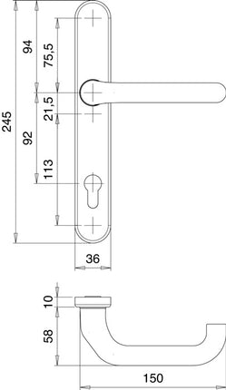 EDI Rahmen-1/2 Innen-Garnitur Kronos 1300/0235 Aluminium F12 ( 3000200025 )