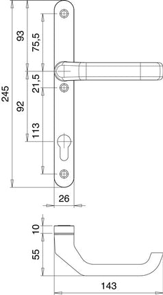 EDI Profiltürgarnitur Atlas 1200/K22/2026 Aluminium F1 ( 3000200041 )