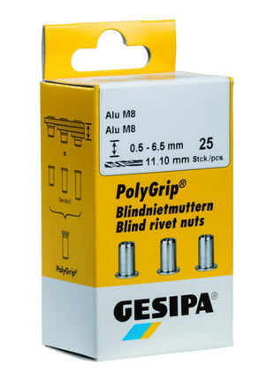 GESIPA écrou à rivets aveugles PolyGrip® tige de rivet dxl 7 x 13,5 mm M5 (4000813828)