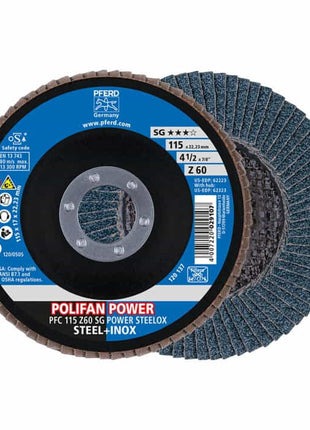 Arandela dentada PFERD POLIFAN Z SG POWER STEELOX Ø 125 mm grano 40 (4000841565)