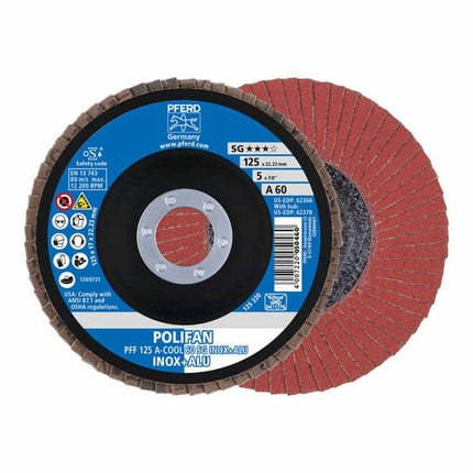 PFERD Fächerscheibe POLIFAN A-COOL SG INOX+ALU Ø 125 mm Körnung 60 flach ( 8000429953 )