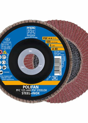 Arandela dentada PFERD POLIFAN A PSF STEELOX Ø 125 mm grano 40 cónica (4000842591)