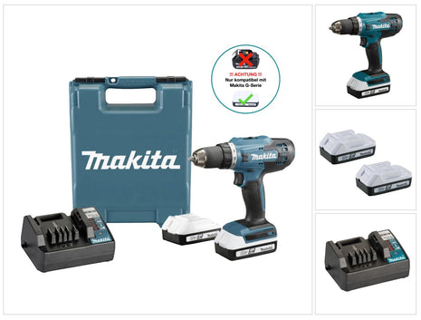 Makita DF 488 D002 Perceuse-visseuse sans fil 18 V 42 Nm série G + 2x batterie 1,5 Ah + chargeur + Coffret