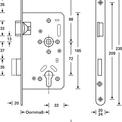 SSF Panik-Einsteckschloss Serie 20 APE Panik-Funktion E abgerundet ( 3000252880 )