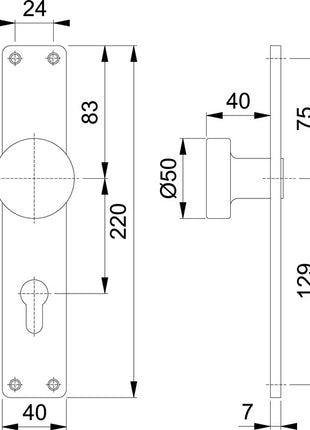 HOPPE Pokrętło z długą płytką 54/202 Aluminium F1 72 mm ( 3000252037 )