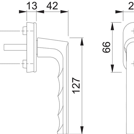 HOPPE Fenstergriff Hamburg 0700L/U26 Aluminium F9 Aluminium stahlfarben ( 3000203152 )