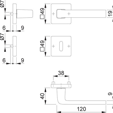 HOPPE Rosettengarnitur Dublin 1124 / 843KV/843KVS Aluminium F1 ( 3000203135 )