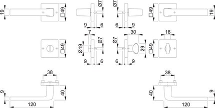 HOPPE Rosettengarnitur Dublin 1124 / 843KV/843KVS Aluminium F94-1 ( 3000203143 )