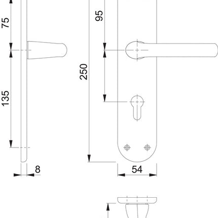 HOPPE Renovationsgarnitur Tôkyô 1710/3334 Aluminium F1 ( 3000203150 )