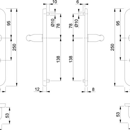 HOPPE Schutzgarnitur Pisa M151/361A/360 Messing F77-R ( 3000250992 )