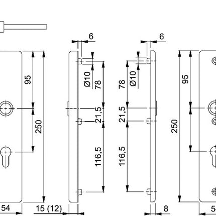 HOPPE Schutzgarnitur Birmingham 1117/2221A/2440 Aluminium F2 ( 3000250681 )