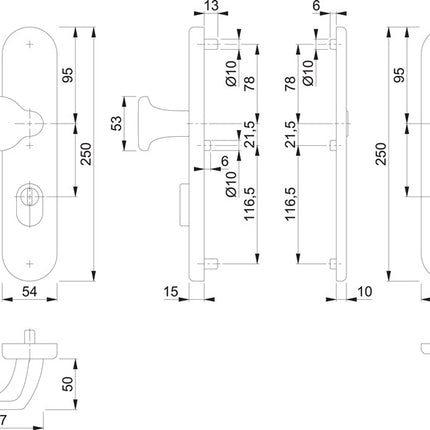 HOPPE Schutzgarnitur 86G/3332ZA/3310 Aluminium F9-2 ( 3000209799 )