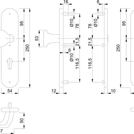 HOPPE Schutzgarnitur 86G/3331/3310 Aluminium F1 ( 3000209782 )