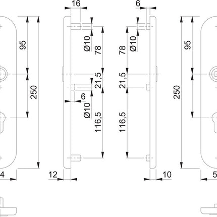 HOPPE Langschildpaar E3331/3310 F1 / silberfarbig F1 ( 3000209803 )