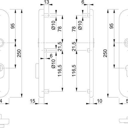 HOPPE Langschildpaar E3332ZA/3310 F1 / silberfarbig F1 ( 3000209807 )