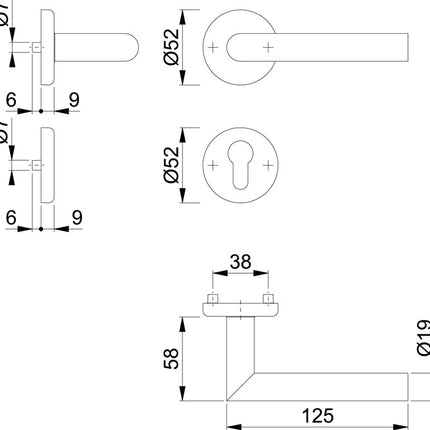 HOPPE Rosettengarnitur Utrecht E1444Z/17KV/17KVS Edelstahl F69 ( 3000220004 )