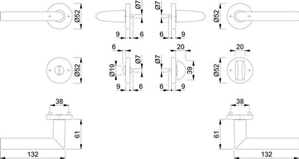 HOPPE Rosettengarnitur Stockholm 1140/42KV/42KVS Aluminium F1 ( 3000252245 )