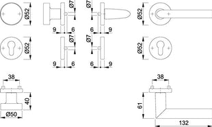 HOPPE Rosettengarnitur Stockholm 58/42KV/42KVS/1140 Aluminium F1 ( 3000252246 )