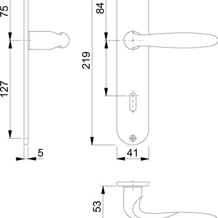HOPPE Langschildgarnitur Verona M151/302 Messing F49-R ( 3000252662 )