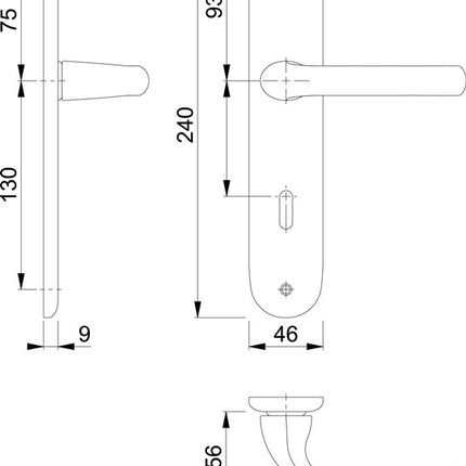 HOPPE Langschildgarnitur Tôkyô 1710/273P Aluminium F2 ( 3000252577 )