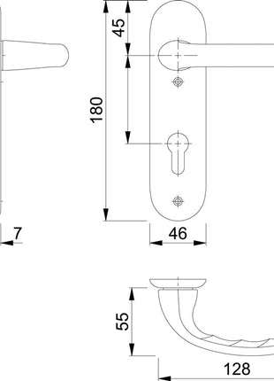 HOPPE Garniture de plaque courte Tôkyô 1710/273KP aluminium F1 ( 3000252572 )