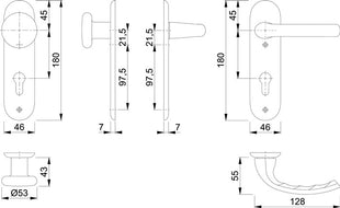 HOPPE Zestaw krótkich rozet Tôkyô 53/273KP/1710 Aluminium F1 ( 3000252602 )