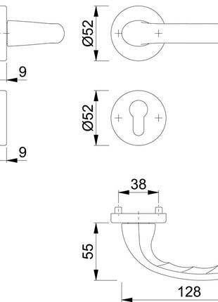 Jeu de rosaces HOPPE Tôkyô 1710 / 42KV / 42KVS aluminium F1 (3000252592)