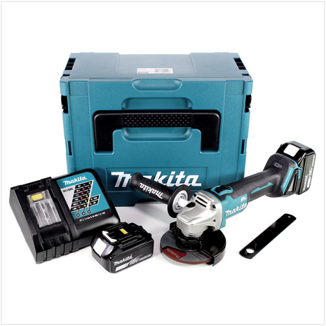 Makita DGA 506 RMJ Akku Winkelschleifer 18 V 125 mm Brushless + 2x Akku 4,0 Ah + Ladegerät + Makpac - Toolbrothers