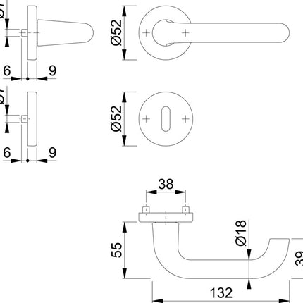 HOPPE Rosettengarnitur Paris 138L/42KV/42KVS Aluminium F1 ( 3000203808 )