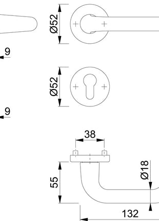 Juego de rosetas HOPPE Paris 138L/42KV/42KVS aluminio F1 (3000203809)