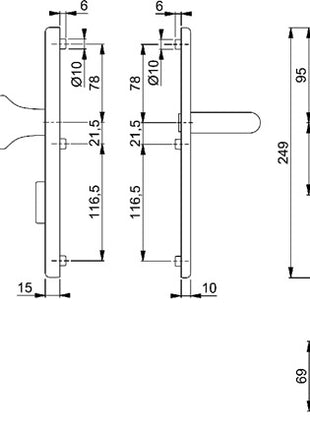 HOPPE Feuerschutzgarnitur Paris FS-E138F/3331/3310 Edelstahl F69 D/D ( 3000220050 )