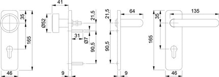 HOPPE Feuerschutzgarnitur Paris FS-K58 / 202K / 138 Kunststoff F9005M D/K ( 3000251117 )