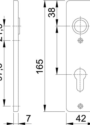 Par de escudos cortos HOPPE 202KP aluminio F1 (3000252138)