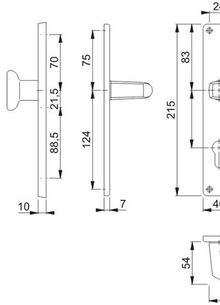 HOPPE Garniture à plaque longue London 54/227/202SP/113 aluminium F1 ( 3000252240 )