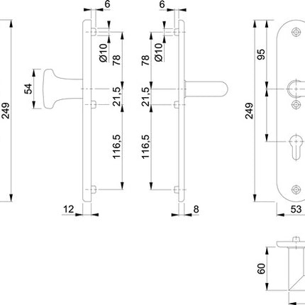 HOPPE Schutzgarnitur Utrecht E86G/3331A/3440/1444Z Edelstahl F69 ( 3000220009 )