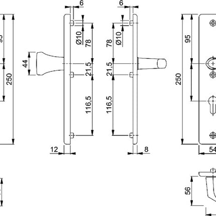 HOPPE Schutzgarnitur Birmingham 78G/2221A/2440/1117 Aluminium F4 ( 3000220078 )