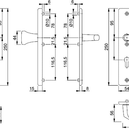 HOPPE Schutzgarnitur Birmingham 78G/2222A/2440/1117 Aluminium F1 ( 3000220055 )